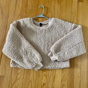 Wild Fable Camel Sherpa Teddy Cropped